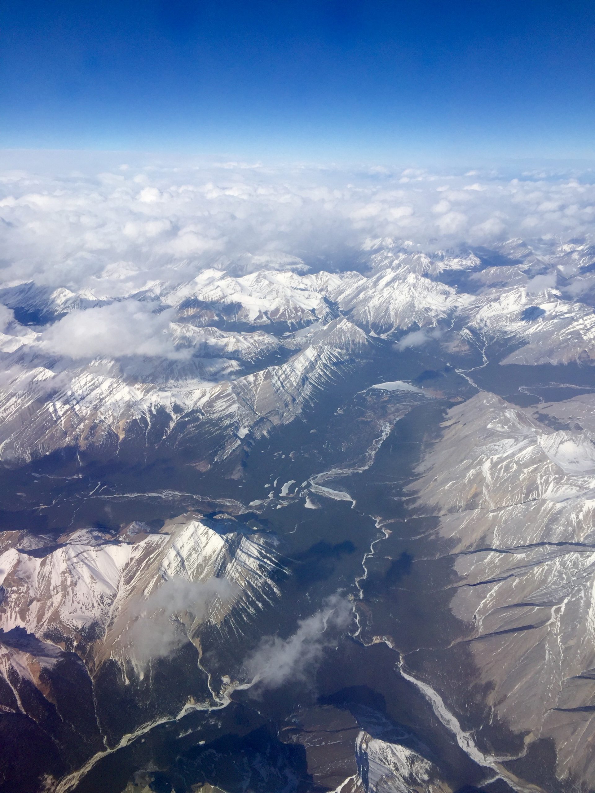 Flying over mountains