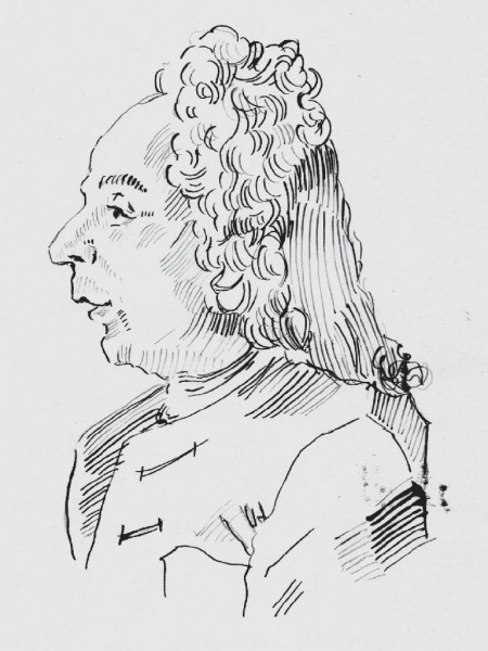 Giovanni Bononcini, drawn by Marco Cera, after Ghezzi