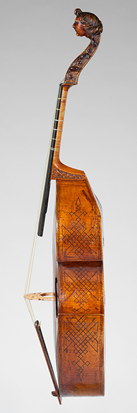 Profile of viola da gamba, labeled Richard Meares (British, London 1647–1725 London). Courtesy of the Met Museum.