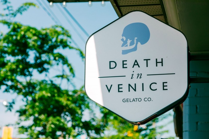 Death in Venice Gelato outdoor sign