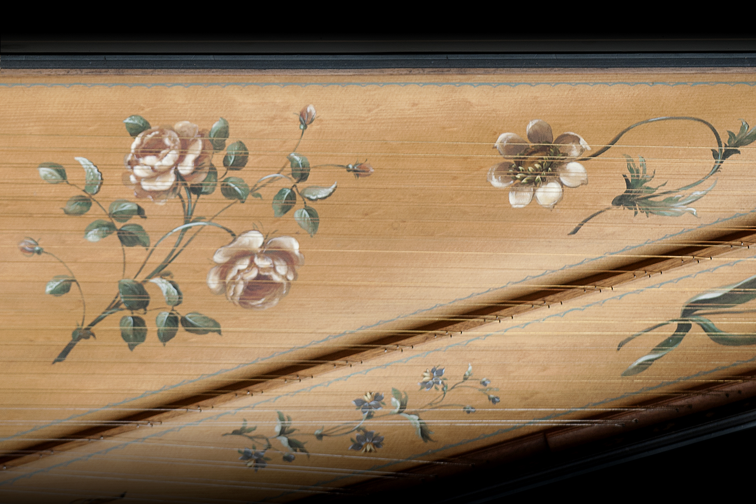 A floral soundboard of a harpsichord