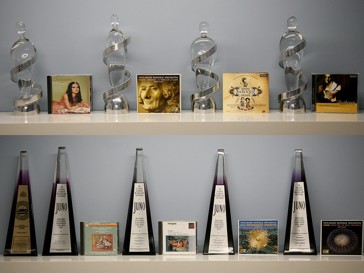Several trophies and albums