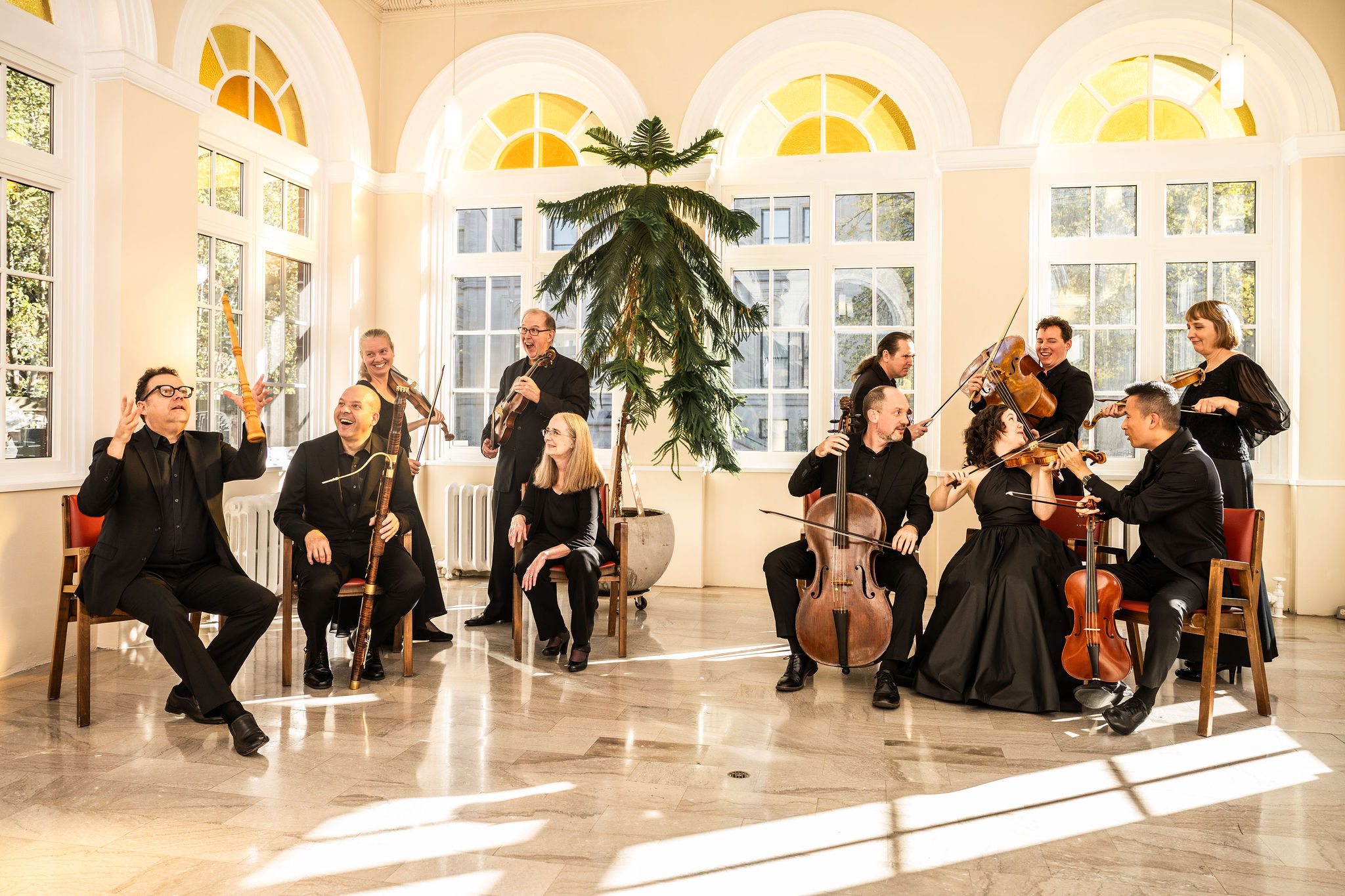 A playful photo of the orchestra
